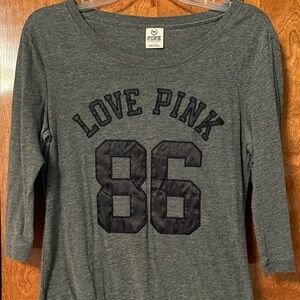 PINK Victoria's Secret Gray Long Sleeve Tee